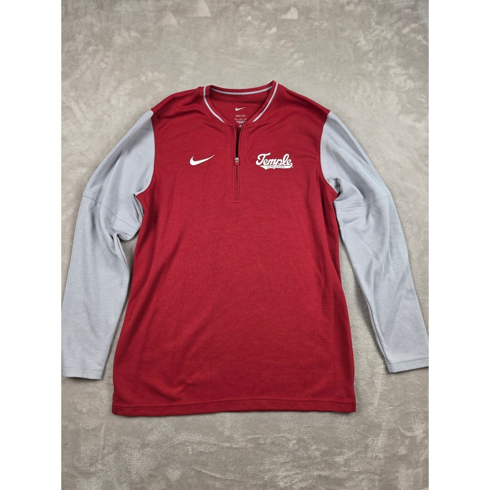 Nike Quarter Zip Pullover Mens Medium Red Temple Athletics Dri-Fit‎ FJ9549-613
